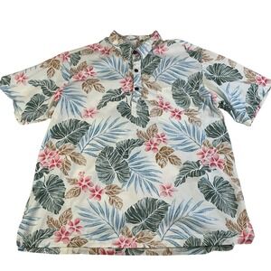 Bishop St Apparel Hawaiian Shirt 2XL Tropical Floral Cotton Made in Hawaii VTG